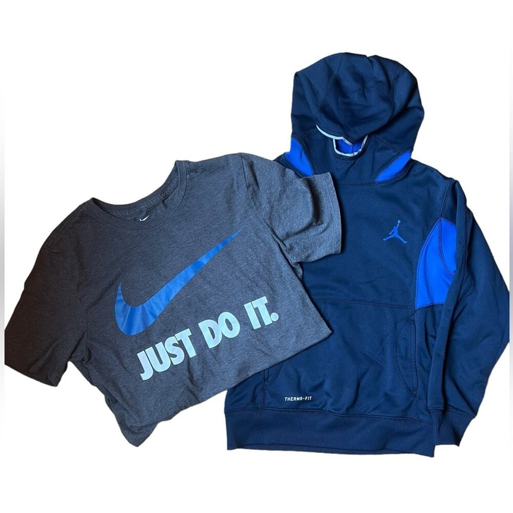 NIKE JORDAN Therma-Fit Sweatshirt and Tee Shirt Bundle Boys Youth SZ Small